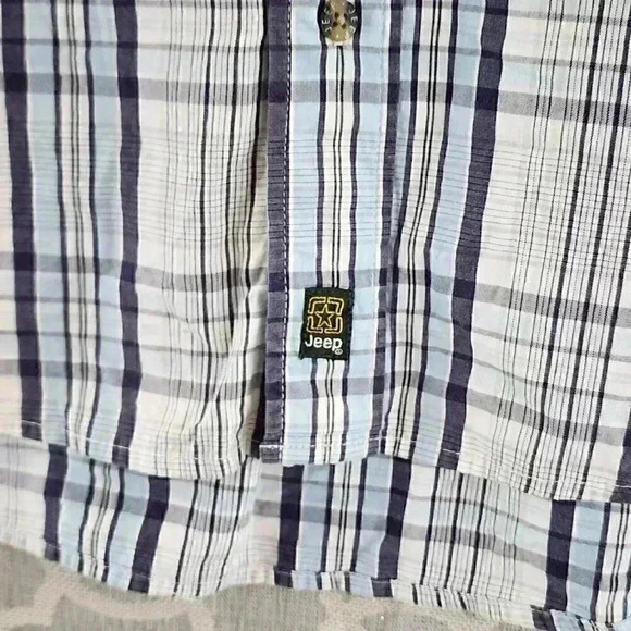 Jeep Blue Plaid Short Sleeve Button Down Men's Shirt L - Picture 5 of 10